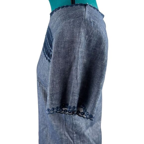 Ann Taylor chambray embroidered shift dress- size 6 - Picture 5 of 10